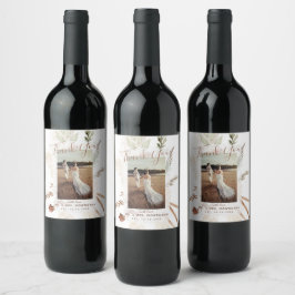 Rótulo De Garrafa De Cerveja Rótulo de Vinho Elegante Rústico Boho Pampas