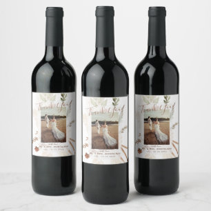 Rótulo De Garrafa De Cerveja Rótulo de Vinho Elegante Rústico Boho Pampas