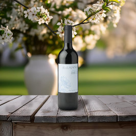 Rótulo De Garrafa De Cerveja Rótulo de Vinho Floral Azul Minimalista