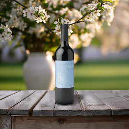 Rótulo De Garrafa De Cerveja Rótulo de Vinho Floral Azul Minimalista