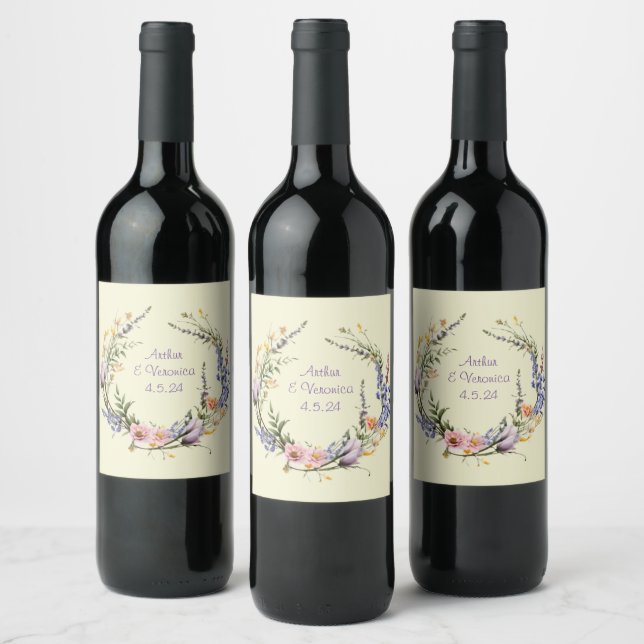 Rótulo De Garrafa De Cerveja Rótulo de Vinho Floral de Ferro Vibrado (Garrafas)