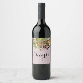 Rótulo De Garrafa De Cerveja Rótulo de Vinho Floral de Madeira com Blush