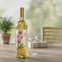 Rótulo de Vinho Floral de Orquídea Personalizado