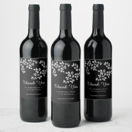 Rótulo De Garrafa De Cerveja Rótulo de Vinho Floral de Prata Moderna