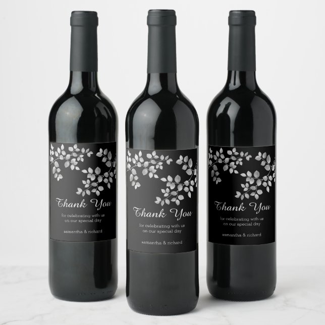 Rótulo De Garrafa De Cerveja Rótulo de Vinho Floral de Prata Moderna (Garrafas)
