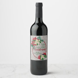 Rótulo De Garrafa De Cerveja Rótulo de Vinho Floral Festivo de Natal Poinsettia
