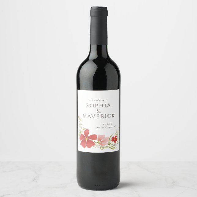 Rótulo De Garrafa De Cerveja Rótulo de Vinho Floral Negrito (Frente)