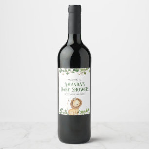 Rótulo De Garrafa De Cerveja Rótulo de Vinho Floral para Chá de Bebê Leão Verde