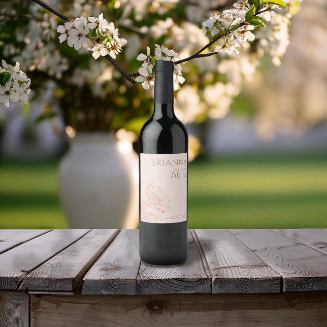 Rótulo De Garrafa De Cerveja Rótulo de Vinho Floral Rosa Minimizado (Criador carregado)