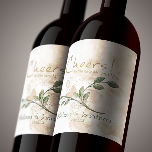 Rótulo De Garrafa De Cerveja Rótulo de Vinho Floral Verde Dourado Sage (Criador carregado)