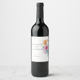 Rótulo De Garrafa De Cerveja Rótulo de Vinho Flores Cor-de-Rosa Pêssego Amarelo