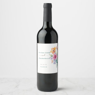 Rótulo De Garrafa De Cerveja Rótulo de Vinho Flores Cor-de-Rosa Pêssego Amarelo