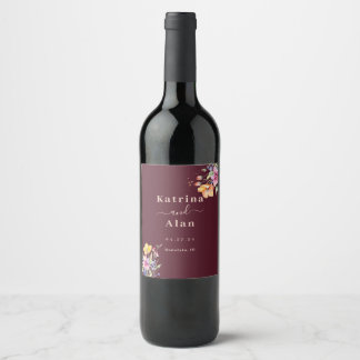 Rótulo De Garrafa De Cerveja Rótulo de Vinho Flores Cor-de-Rosa Pêssego Amarelo