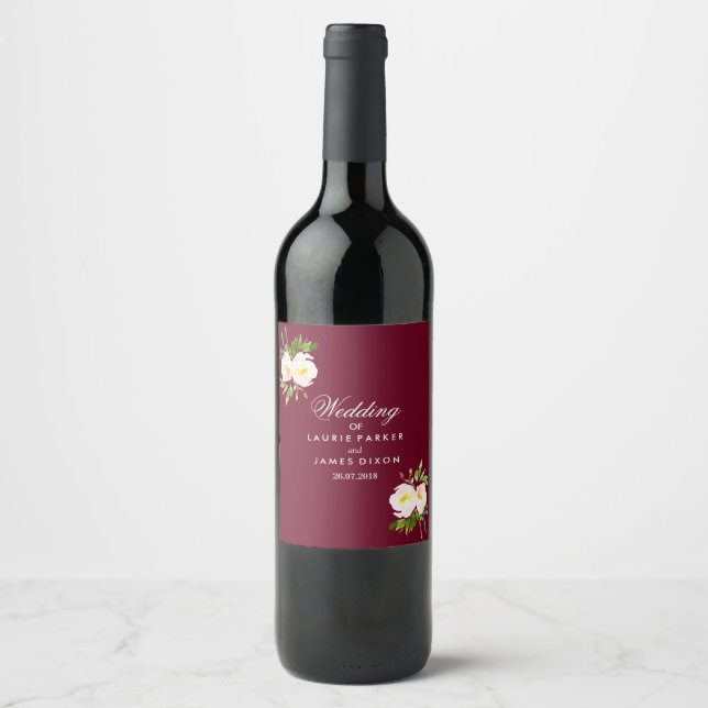 Rótulo De Garrafa De Cerveja Rótulo de Vinho Florestal de Casamento Floral Mode (Frente)