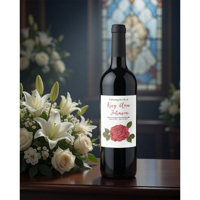 Rótulo De Garrafa De Cerveja Rótulo de Vinho Memorial Personalizado com uma Ros (Criador carregado)