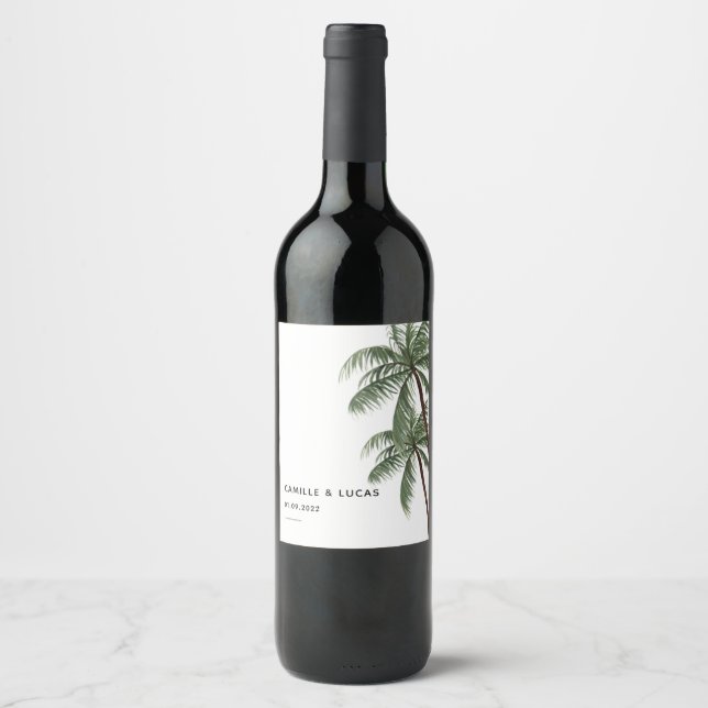 Rótulo De Garrafa De Cerveja rótulo de vinho Minimalist Palm Trees (Frente)