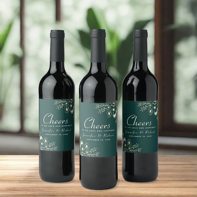Rótulo De Garrafa De Cerveja Rótulo de Vinho para Casamento Verde Esmeralda (Criador carregado)