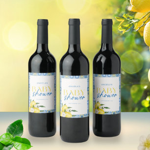 Rótulo De Garrafa De Cerveja Rótulo de Vinho para Chá de Bebê Limão Mediterrâne
