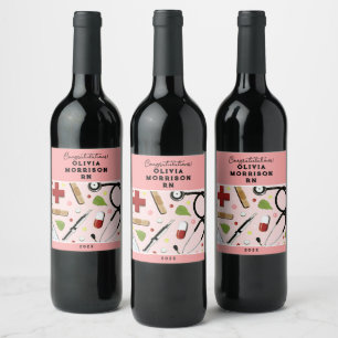 Rótulo De Garrafa De Cerveja Rótulo de Vinho para Graduação Escolar de Enfermag
