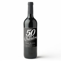 Rótulo de Vinho Personalizado '50 e Fabuloso' com 
