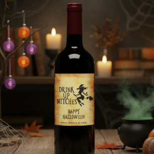 Rótulo De Garrafa De Cerveja Rótulo de Vinho Personalizado Bebam Bruxas Hallowe