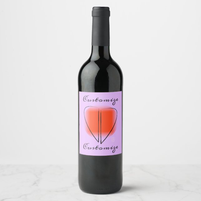 Rótulo De Garrafa De Cerveja Rótulo de Vinho Personalizado Mod Art Heart (Frente)