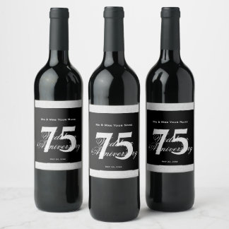 Rótulo De Garrafa De Cerveja Rótulo de Vinho Personalizado para 75º Aniversário