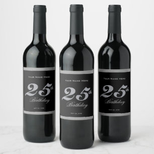 Rótulo De Garrafa De Cerveja Rótulo de Vinho Prateado de Aniversário de 25 Anos