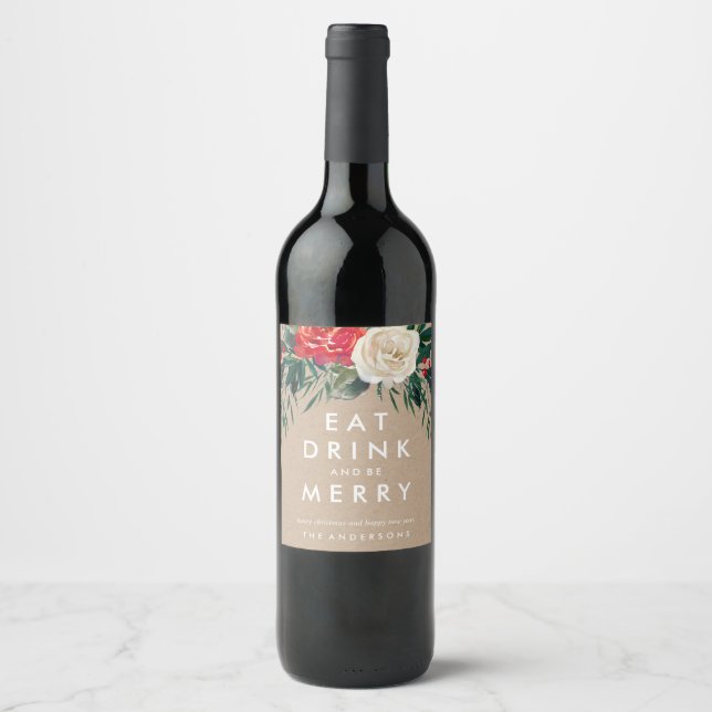 Rótulo De Garrafa De Cerveja Rótulo de Vinho Rosa de Férias (Frente)