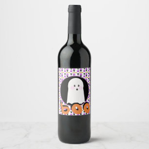 Rótulo De Garrafa De Cerveja Rótulo de Vinho Roxo Laranja de Fantasma de Hallow