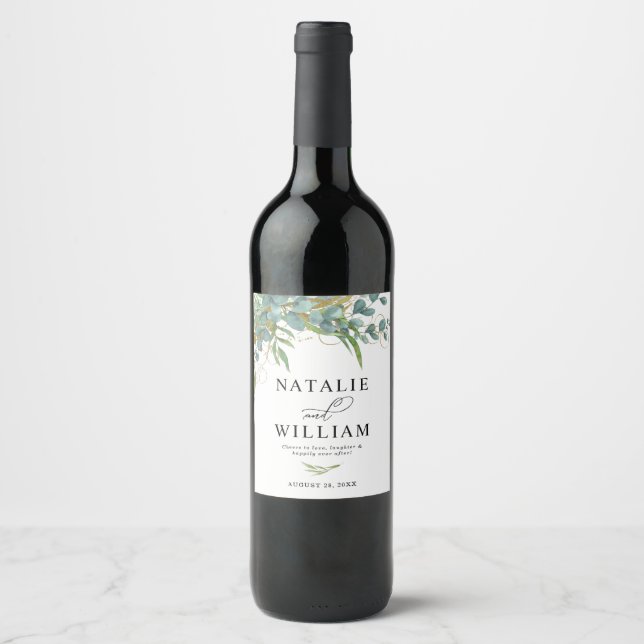 Rótulo De Garrafa De Cerveja Rótulo de Vinho Rustic Eucalyptus & Laurels Casame (Frente)