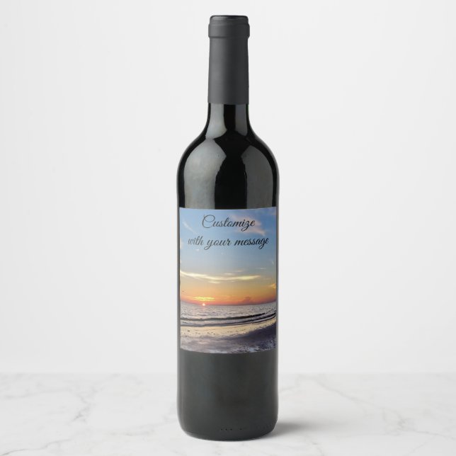 Rótulo De Garrafa De Cerveja Rótulo de vinho Sunset Beach (Frente)