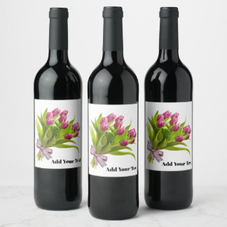 Rótulo De Garrafa De Cerveja Rótulo de Vinho Tulipa Rosa