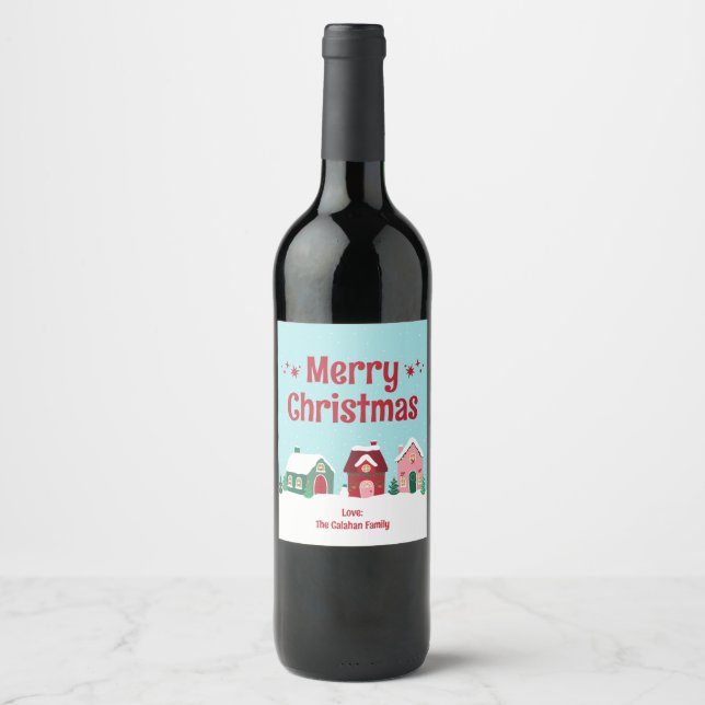 Rótulo De Garrafa De Cerveja Rótulo de Vinho Vila Feliz Natal (Frente)