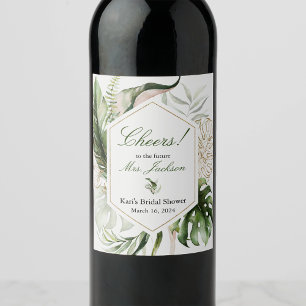 Rótulo De Garrafa De Cerveja Rótulo do frasco de Vinho Floral Tropical Greenere