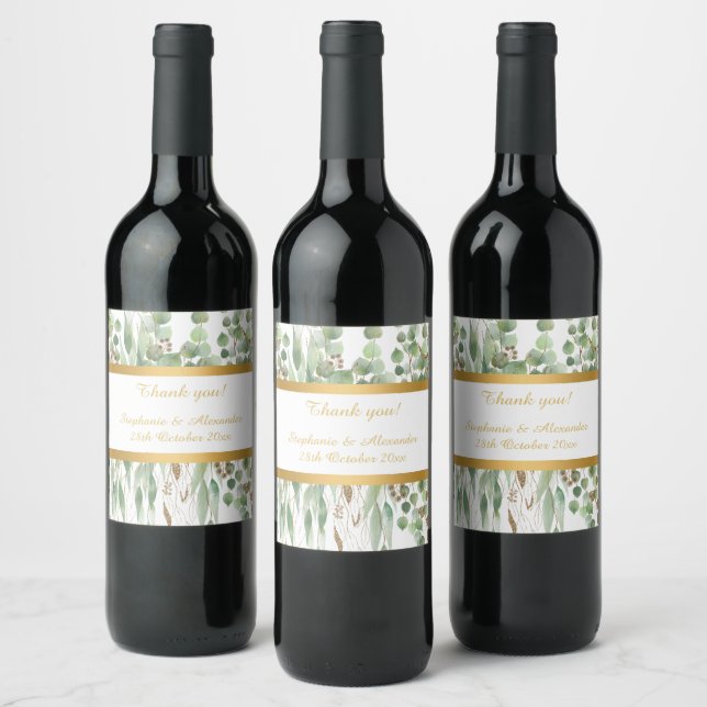 Rótulo De Garrafa De Cerveja RÓTULO DO VINHO Botânico Dourado Verde Sage Branco (Garrafas)