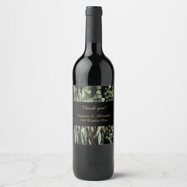 Rótulo De Garrafa De Cerveja RÓTULO DO VINHO Botânico Verde Sage Preto (Frente)