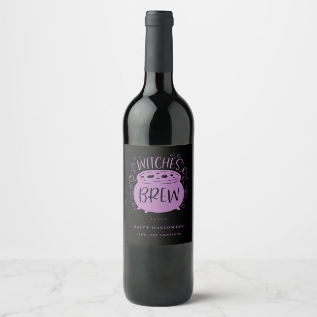 Rótulo De Garrafa De Cerveja Rótulo do Vinho das Bruxas Preto/Roxo (Frente)