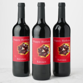 Rótulo De Garrafa De Cerveja Rótulo do Vinho das Tulipas Vermelhas