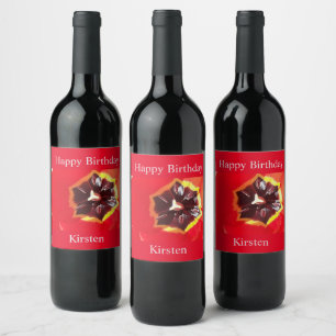 Rótulo De Garrafa De Cerveja Rótulo do Vinho das Tulipas Vermelhas
