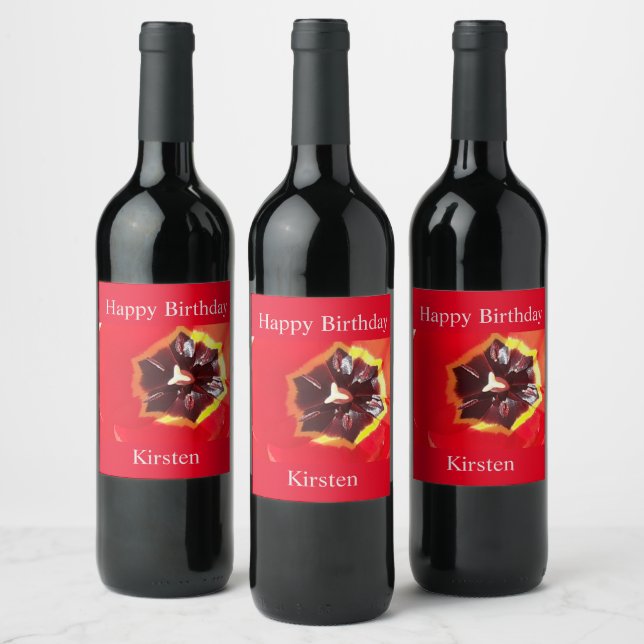 Rótulo De Garrafa De Cerveja Rótulo do Vinho das Tulipas Vermelhas (Garrafas)