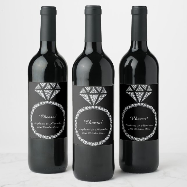 RÓTULO DE GARRAFA DE CERVEJA RÓTULO DO VINHO PERSONALIZADO DO ANEL DIAMOND BLAC (Garrafas)