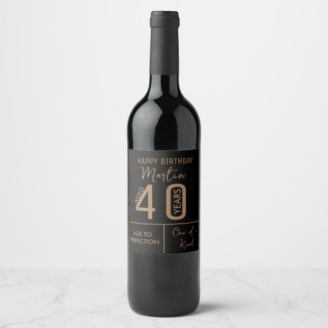 Rótulo De Garrafa De Cerveja Rótulo personalizado de vinho de aniversário de 40 (Frente)