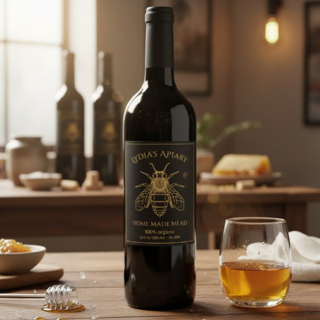 Rótulo De Garrafa De Cerveja Rótulo Personalizado de Vinho de Mel Caseiro (Criador carregado)