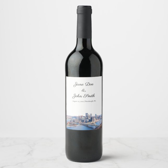 Rótulo De Garrafa De Cerveja Rótulo Personalizado do Vinho de Pittsburgh (Frente)