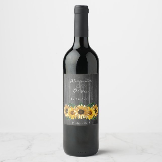 Rótulo De Garrafa De Cerveja Rótulo Rustic Weathered Sunflower (Frente)
