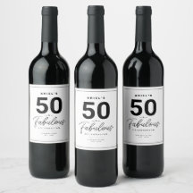 Rótulo Simples 50 e Fabuloso de Vinho Personalizad