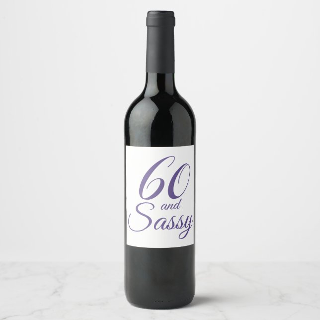 Rótulo De Garrafa De Cerveja Roxo 60 e Aniversário Sassy (Frente)