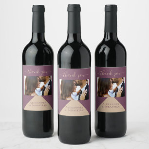 Rótulo De Garrafa De Cerveja Roxo geométrico casamento feito sob encomenda