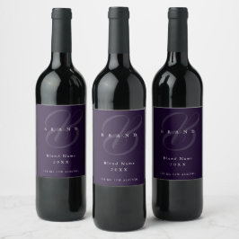 Rótulo De Garrafa De Cerveja Roxo Minimalista Elegante Monograma Empresa Plum D